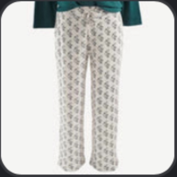 Kate Quinn mens pj pantmushroomsraw edge organic cotton, Blk/Wht, XS, NWT